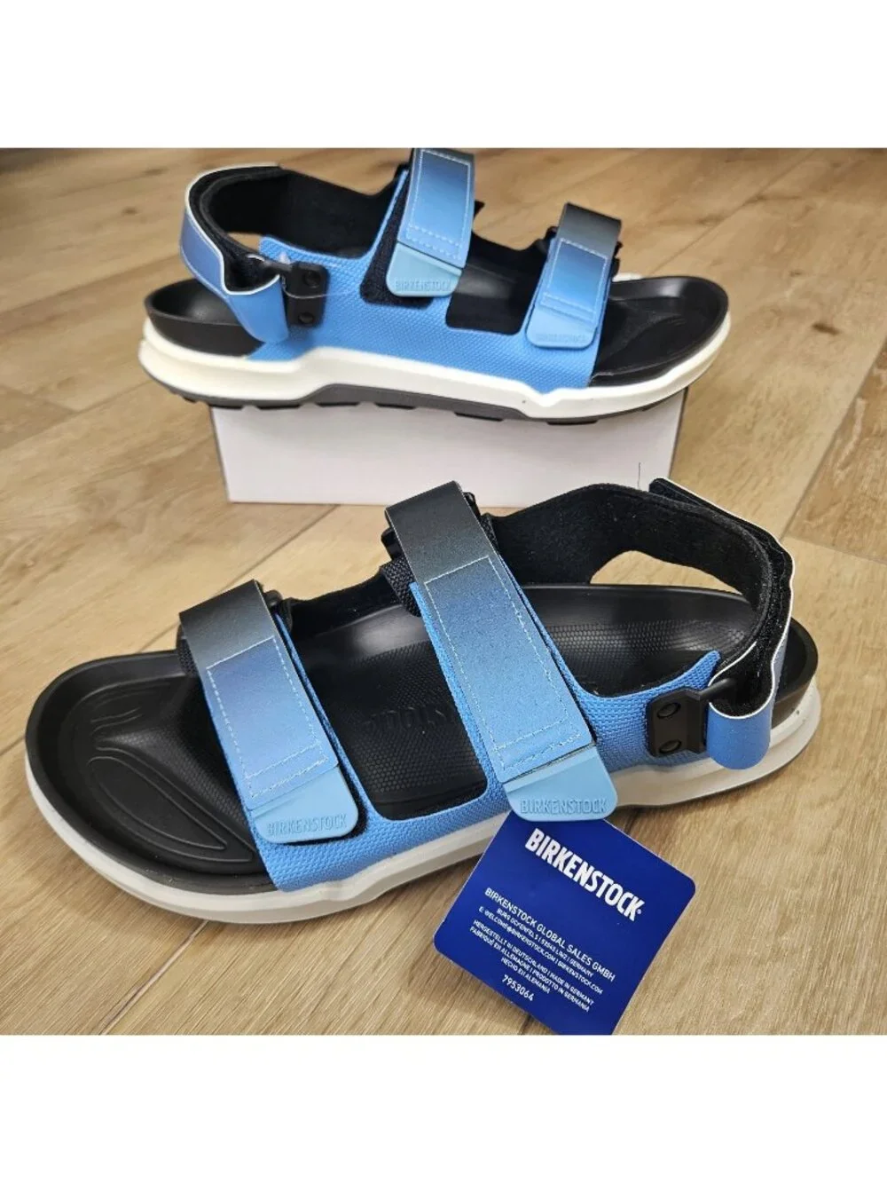 Birkenstock Mens Tatacoa Sky Blue Sandals Size 43 US10 Adjustable Straps Resort